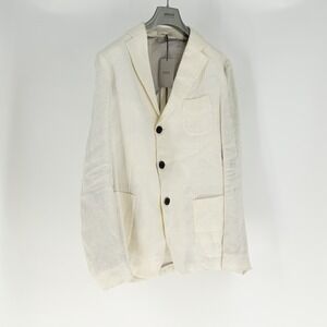 NEW Armani Men's Made In Italy Linen Single Breast Blazer Jacket Ivory 48R